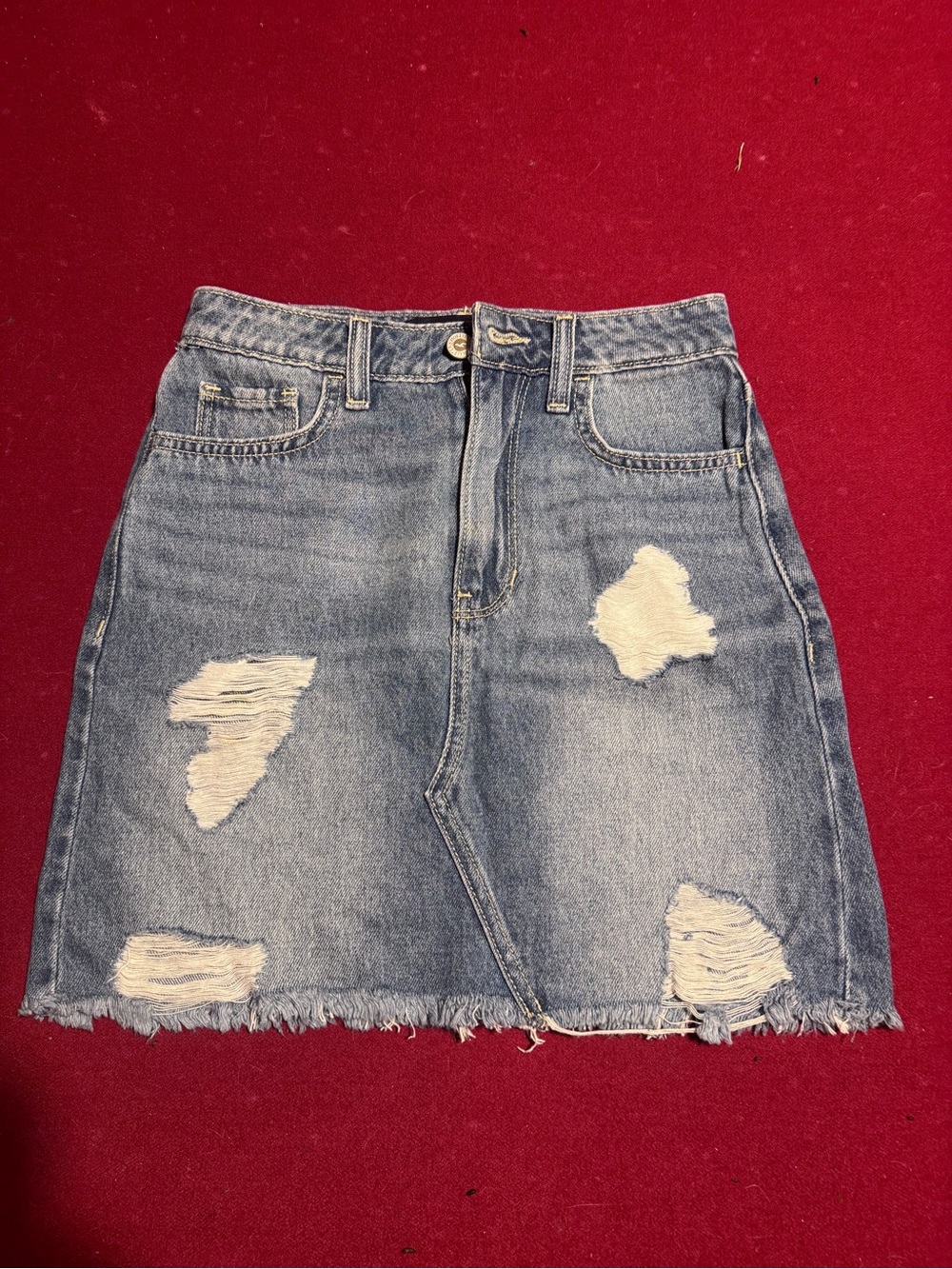 Hollister Distressed Denim Mini Skirt